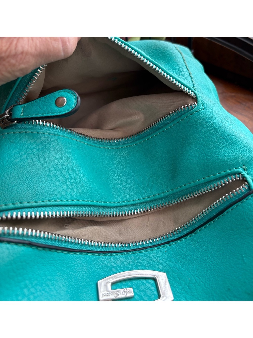Gussaci Turquoise Crossbody Bag purse Zip Pockets Adjustable strap - Picture 12 of 13